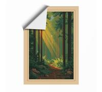 Light Through the Forest Scandinavian Unframed Wall Art Print A4 (29.7×21cm), Wall Decor for Living Room, Bedroom, Office & Home, Art Gift