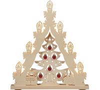 Light tip 7 branches tree with red balls 38.0 x 43.0 x 4.5 cm NEW Schwibbbogen