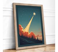 Light to the Stars Minimalist Framed Wall Art Print A2 (59.4×42cm) Oak, Wall Decor for Living Room, Bedroom, Office & Home, Ready to Hang, Art Gift