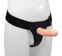 light tone Stiff Competition Unisex Hollow Strap-On - 6 Inch