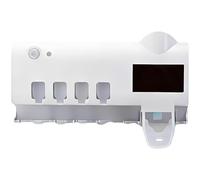 Light Toothbrush Holder, Smart Automatic Toothpaste Dispenser, Wall Mounted Storage Rack, Light Catalyst Tech, 4 Slots, White