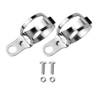 Light Tube Clamp Headlight Bracket 2pcs Motorcycle Fork Mount Bracket Clamp Holder Aluminum Alloy 35-50mm Spots Fog Light Turn Signals Universal(Silver)