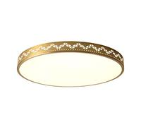 Light, Ultra Thin 1.5in Full Copper Round LED Flush Mount Ceiling Light, Three-Color Dimming Ceiling Lamp, Acrylic Lamp Shade, Flat Modern Ceiling Lighting Fixture