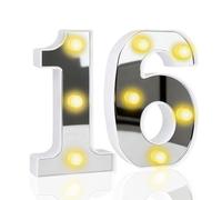 Light up 16th Numbers, LED Number Lights for Birthday, 16CM Mirror Warm Lighted Number Sign for Party Wedding Anniversary Bedroom Table Wall Decor (16th)