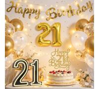 Light Up 21 Numbers, Marquee Number Lights Sign for Birthday, 21st Birthday Decorations with Gold & White Balloons, for Birthday, Night Light, Anniversary, Wedding Home Bedroom (21st)