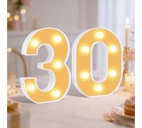 Light up 30 Birthday Numbers, LED Number Lights, Warm Numbers Sign for 30th Birthday, Gifts for Girls Women Wedding Anniversary Grad Home Bedroom Decorations(30th)