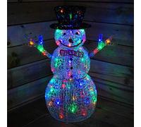 LIGHT UP 76cm ACRYLIC Christmas SNOWMAN Decoration with 88 MULTI COLOUR LED Lights