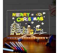Light Up Acrylic Board with 7 Colors Pen, Magic Led Note Board with Colours with Light, Luminous Acrylic Led Message Board with Stand(30 * 20cm)