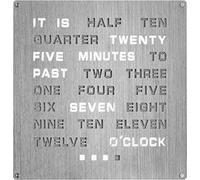 Light Up Aluminum Word Clock - Large 12" x 12" - Displays Time as Text - Powered by AC Adapter - Brightness Adjustable