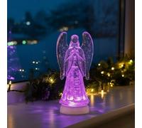 Light Up Angel Christmas Decoration 22cm, Colour Changing LED Light, Battery Operated Indoor Festive Ornament, 17 x 9 x 22cm (24cm Angel)