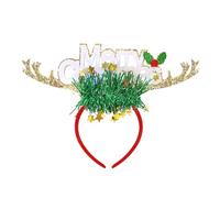 Light Up Antler Headband - Plush Reindeer Ear Headband With LED Colored Lights, Luminous Christmas Antlerr Headdress | Bell Elk Antler Headbands For Holiday, Photo Props, Hair Accessories