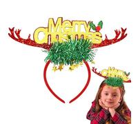 Light Up Antler Headband - Plush Reindeer Ear Headband With LED Colored Lights, Luminous Christmas Antlerr Headdress | Bell Elk Antler Headbands For Holiday, Photo Props, Hair Accessories