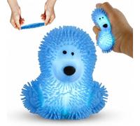 Light Up Blue the Poodle Toy, 7.5cm Soft Spikey Stress Ball for Kids, Stretchy Sensory Puffer Toy, Jiggly Squeeze Ball, Party Bag Filler & Birthday Favour