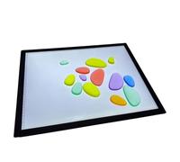 Light Up Board Panel and 30 x Coloured Acrylic Pebbles, Large Light Table with 3 Light Settings, Measuring Guide - 47 x 37cm