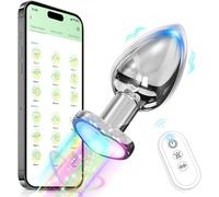 Light up Butt Plug Sex Toys for Male, Vibrating Anal Plug with 9 Vibrating Modes, Anal Training Heart LED Prostate Massager, APP Control Adult Sex Toys for Women Men Gay (Small)