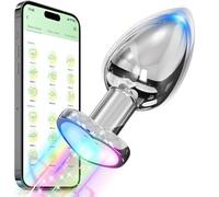 Light up Butt Plug Sex Toys for Male, Vibrating Anal Plug with 9 Vibrating Modes, Anal Training Heart LED Prostate Massager, APP Control Adult Sex Toys for Women Men Gay (Medium)