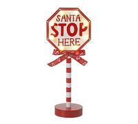 Light Up Candy Cane Santa Stop Here Sign Table Top Decoration or Centerpiece