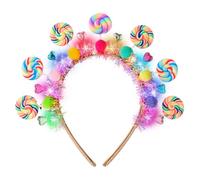 Light Up Candy Headband, LED Lollipop Headband Glow Sweet Candy Cane Hairband Christmas Hair Accessories for Women Girls Candyland Costume Halloween Birthday Party