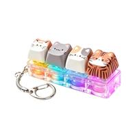 Light Up Cat Keyboard Fidget Toy, Cat Clicker Fidget Toy Keychain, 4 Button | Glowing Cute Cat Fidget Keyboard Stress Relief Finger Toys, Mini Keyboard Clicker Keyring Cat Gift, for Adults and Kids