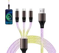 Light up Charging Cable, USB Multi Charger Cable, 3 in 1 Charger Cables, RGB Colorful Light Cord for iPhone, Android Samsung S22 S20, Huawei, Nexus, Nokia, LG, and More