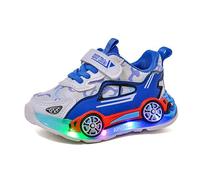 Light-up Children's Shoes, Boys' Car Pattern LED Training , Running , Lightweight Hiking , Light-up Sports , Jogging (21-30)(Blue,11 UK)