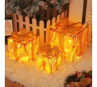 Light-Up Christmas Boxes with LED Illumination, Decorative Gift Box Set with Bow and Ribbon, 8 Modes for Patios, Gardens, and Parties