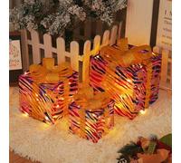 Light-Up Christmas Boxes with LED Illumination, Decorative Gift Box Set with Bow and Ribbon, 8 Modes for Patios, Gardens, and Parties