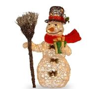 Light Up Christmas Garden Stakes with Light String LED Lighted Cute 2D Acrylic Dog Yard Stake Christmas Decorations Outdoor for Farmhouse, Garden, Patio, Lawn (Snowman 1, 35 * 20 * 0.3cm)