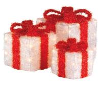 Light Up Christmas Gift Present Boxes - Under Tree Decorations - Set of 3