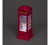 Light Up Christmas Globe Telephone box Water Lantern with Snowman Scene