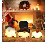 Light Up Christmas Gnome Decorations, 3PCS Christmas Gonk Gnome Lights Handmade Tomte Swedish Gnome Plush Christmas Gnomes Light Up Ornaments for Indoor Holiday Christmas Party Decor
