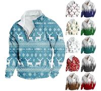 light up christmas jumper,Christmas Jumpers for Men UK Mens Sweatshirts 1/4 Zip Pullover Xmas Fashion Fleece Jumper men's Sweater Casual Long Sleeve Tops Sweaters Outfits Clothing,01 Blue,M