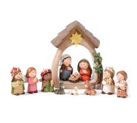 Light Up Christmas Nativity Scene Silhouette Holy Family Figurine Set Resin Jesus Christ Statues Tabletop Ornament Christmas Decorations Indoor (Colorful, One Size)