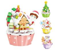 Light-up Christmas Ornaments Building Blocks Set, Christmas Ornaments Building Kit Theme Decor, Mini Building Figures, DIY Christmas Tree, Snowman, Gingerbread Cake, Gift Cake(Gingerbread)