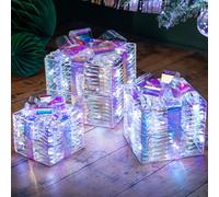 Light Up Christmas Presents Decorations Iridescent LED Parcels Battery Operated Christow White One Size