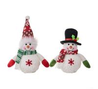 Light Up Christmas Snowman Gnome Figurine Set of 2, Festive Holiday Decoration with Built In Warm LED Lights, Polyester Material, Decorative Figures for Mantel Table(1)