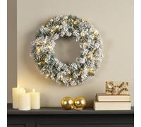 Kaemingk Snowy Imperial Wreath Prelit