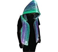 Light Up Cool Hoodies, LED Fiber Optic Sleeveless Costume Hoodie Glow In The Dark Sweatshirts,Mobile APP Control, for Stage Performance, Hip Hop Men Woman