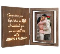Light Up Couple Photo Frame - Wooden Rotating Glowing Anniversary Picture Frame Gifts for Her Him, Holds 2 4x6 Photos, Wedding Anniversary Birthday Gifts for Wife, Husband & Couple
