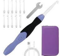 Light Up Crochet Hook Set 11 Sizes Lighted Crochet Hooks with Case Interchangeable Heads 2.5 mm to 8 mm Rechargeable Hook DIY Hooks Set for Crocheting and Knitting