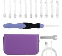 Light Up Crochet Hook Set 2.5 mm to 8 mm Crochet Needle Hooks Portable LED Lighted Crochet Hooks with Storage Case Rechargeable 11 Sizes Crocheting and Knitting Kit Gifts for Beginner Lovers