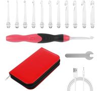 Light Up Crochet Hooks,11 Sizes Digital Crochet Hooks with Counter 2.50~8mm, Crochet Hook Set with 2 Adjustable Brightness for Craft Supplies(Style 2)