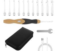 Light Up Crochet Hooks,11 Sizes Digital Crochet Hooks with Counter 2.50~8mm, Crochet Hook Set with 2 Adjustable Brightness for Craft Supplies(Style 1)