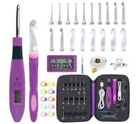 Light Up Crochet Hooks Set-18 Sizes Digital Crochet Hook with Counter 2.0~14.0mm, Ergonomic Crochet Hooks Lighted Crochet Hook for Stitch & Row Counting