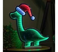 40cm Light up Christmas Dinosaur with Santa Hat Infinity Decoration with LEDs