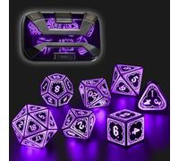 Light up DND Dice Set Rechargeable,Cool LED D and D Dice 7pcs with Charging Box Polyhedral Dungeons and Dragons RPG Dice Set for Role Playing Table Game(Astral Shard Purple)