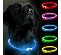 Light Up Dog Collar for The Dark, Dog Collar Light with USB Rechargeable, Led Dog Collar, Adjustable Flashing Puppy Collars with Three Light Modes, Basic Collar (Blue)