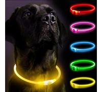 Light Up Dog Collar for The Dark, Dog Collar Light with USB Rechargeable, Led Dog Collar, Adjustable Flashing Puppy Collars with Three Light Modes, Basic Collar (Yellow)