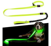 Light Up Dog Collar & Leash Set - Flashing Leash for Medium Dogs, Glow-in-the-Dark Collars with Elastic Cord 5-6FT