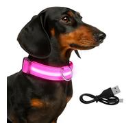 Light Up Dog Collar - LED Dog Collar Light Rechargeable - Illuminated LED Collars for Dogs - Glow in the Dark, Luminous Design - Flashing Light Up Collar for Safety - USB Chargeable Pink XS 28-38CM